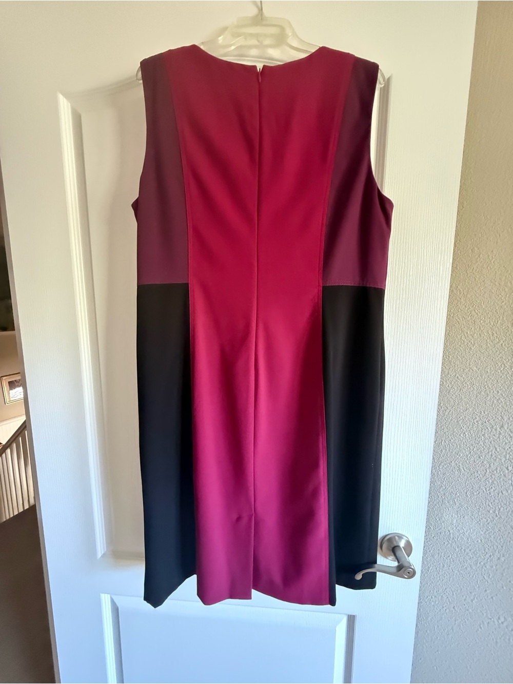 Calvin Klein Sleeveless Colorblock Midi Dress in Wine and Black